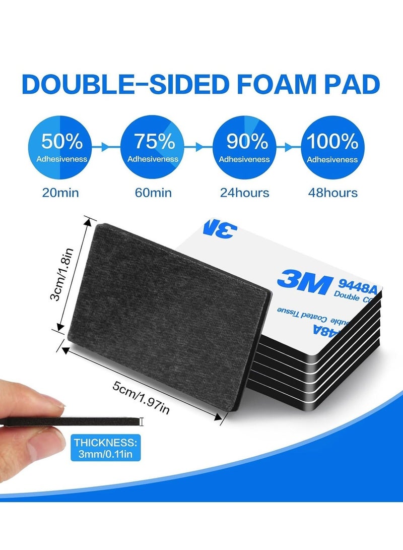 ثري ام 100 قطعة من وسادات لاصقة مزدوجة الجوانب، شريط تثبيت شديد التحمل، شريط فوم مقصوص مسبقا بسمك 3 ملم، وسادات قوية سوداء فائقة الالتصاق مستطيلة الشكل مقاومة للماء للجدران والصور والسيارة والمنزل والمكتب - Image 2